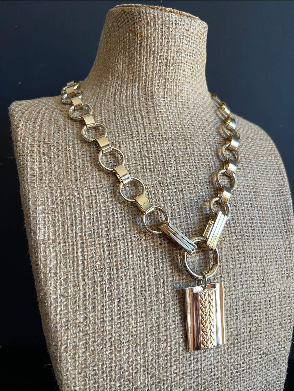Dannijo Gold-Tone Statement Chain Necklace with Textured Pendant - Picture 2 of 7